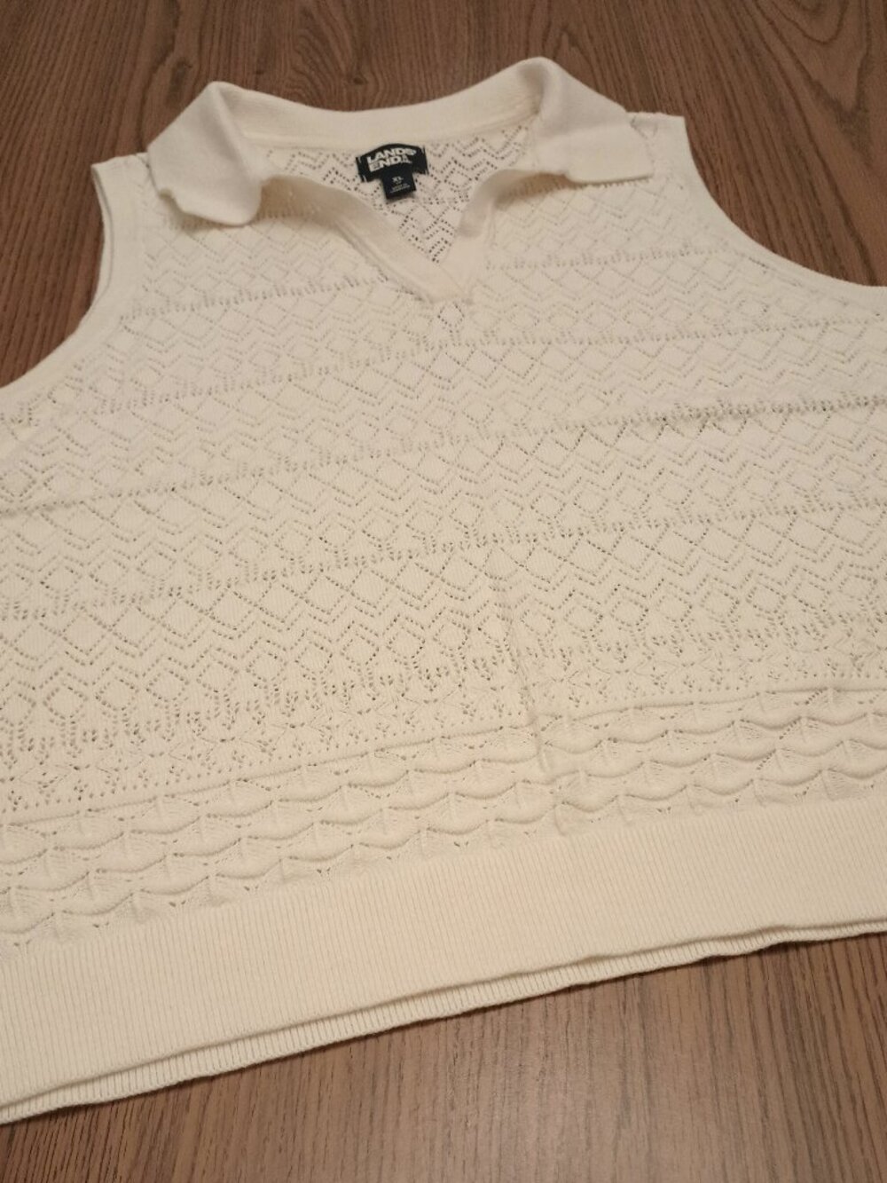 Land' 'End Size XL Cream Sleeveless Preppy Sweater (NWOT)